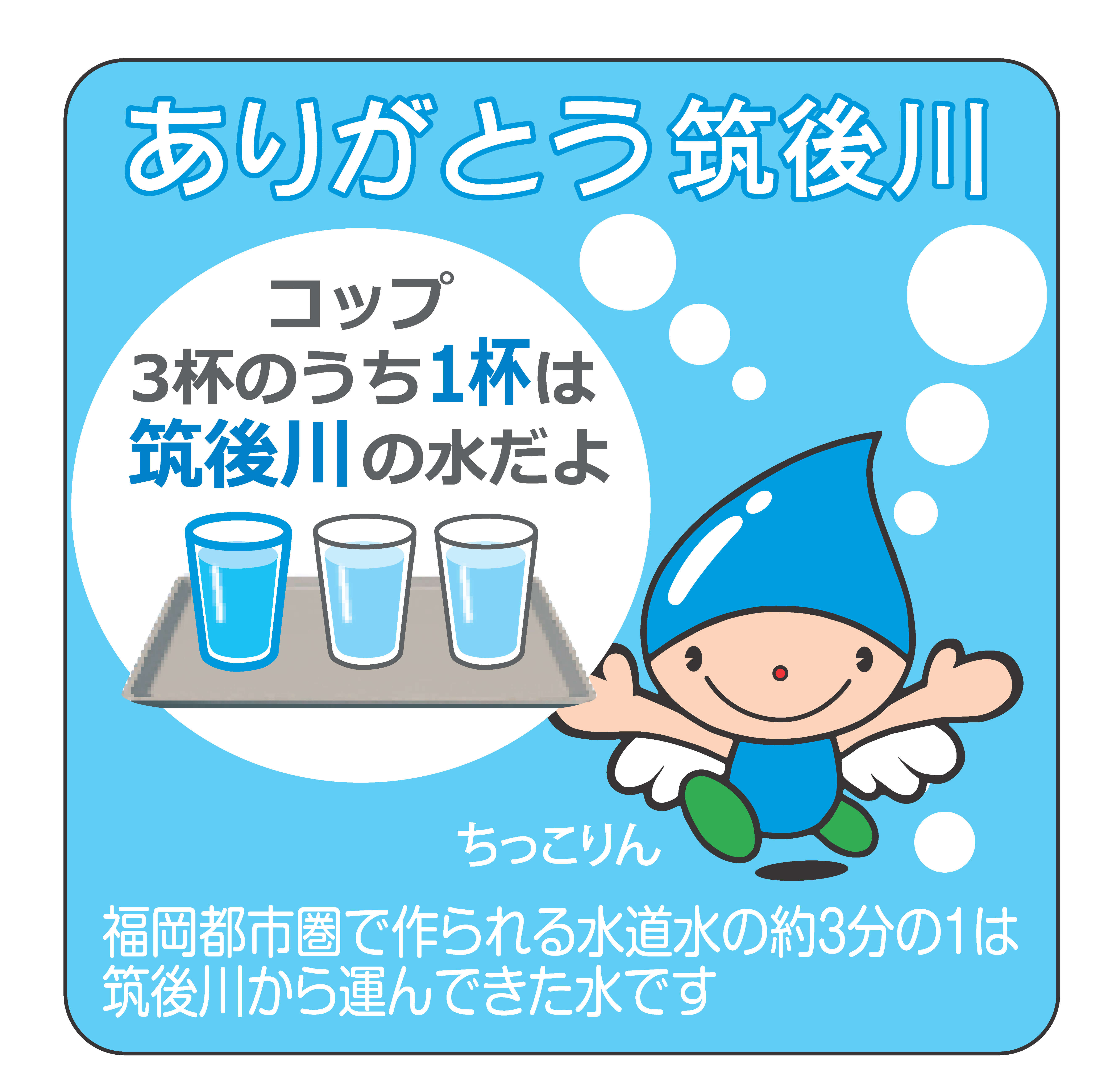 福岡都市圏で作られる水道水の約3分の1は筑後川から運んできた水です